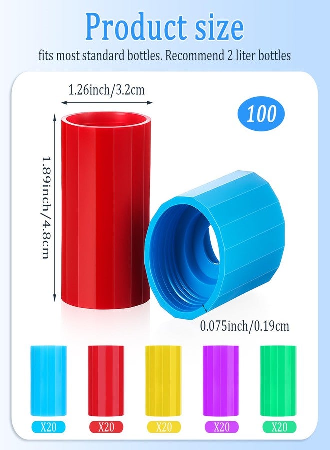 GlikCeil 100 Pcs Tornadoes in a Bottle Tornado Bottle Connectors Cyclone Plastic Tube Vortex Connector for Demonstration Teaching Scientific Experiment Test DIY, 5 Colors - Image 2